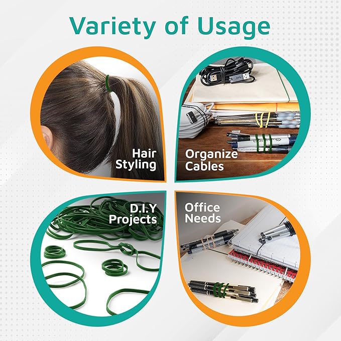 PlasticMill Dark Green Rubber Bands Size 33 (3 1/2" x 1/8") - #33 Colored Rubber Bands Office Supplies - Strong, Elastic Bands for Crafts, Balloon Garland, Cash, File Folders (100-Pack)