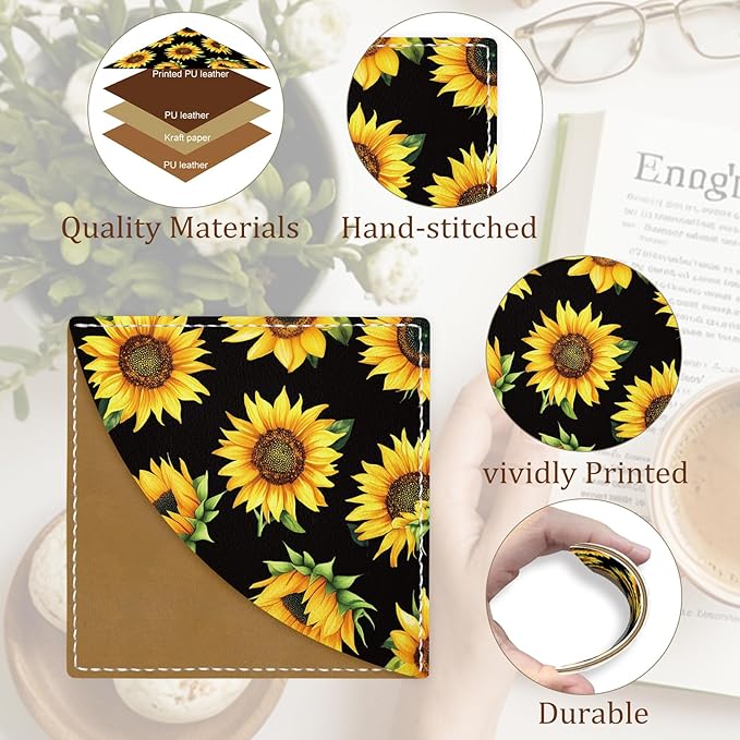 Sunflower Corner Bookmarks, Funny Leather Book Accessories for Book Lovers, 3 Pcs Reading Book Page Markers for Women Men Student Teacher Girls Boys Kids Retirement Birthday Gifts