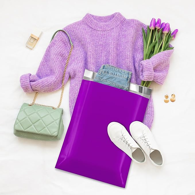 Fuxury Poly Mailers 12x15.5 Inch 500 Pcs, Bulk Shipping Bags for Clothing, Strong Adhesive Shipping Envelopes for Small Business Suppliers,Waterproof Mailers Poly Bags Mailing Envelopes Purple
