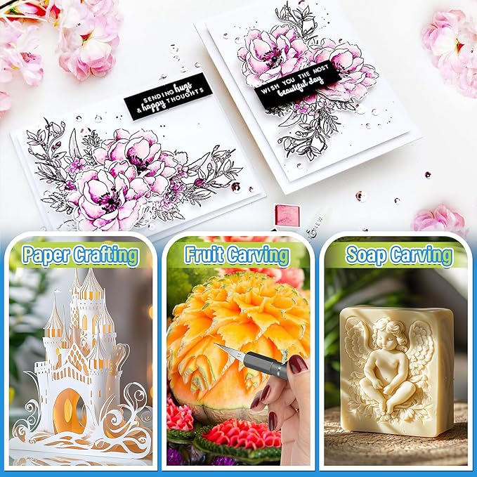 DIYSELF Exacto Knife 12 Pcs Exacto Knife Set with Case Craft Knife Hobby Knife Exacto Knives for Crafting Scrapbooking Rubber Stamps Handmade Work Precision Knife with 11 Blades