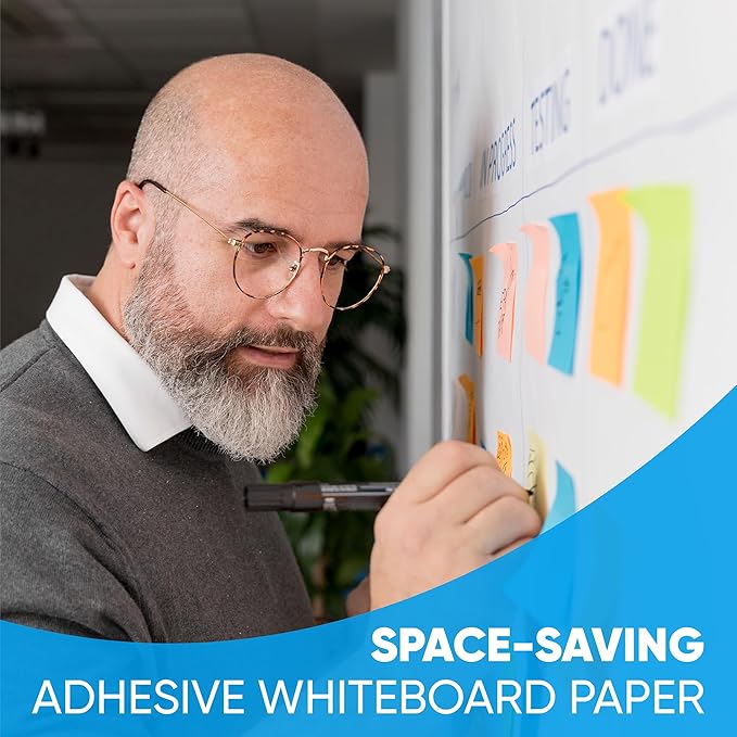 YOUNGJQ Large Magnetic Whiteboard for Wall 72" x 40", Self-Adhesive Magnetic Dry Erase White Board Sticker, Peel and Stick Sheet for Conference Room Office Home