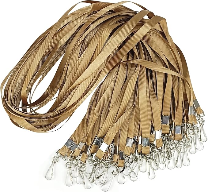 Bulk Lanyards Lanyards for ID Badges,Lanyards with Swivel Hook Clips for Name Tag Lanyard ID Holder (Gold, 100 packs)