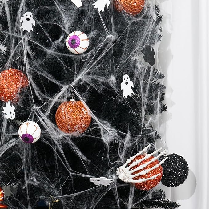 6pcs 3.94" Christmas Ball Ornaments Glitter Shatterproof Christmas Tree Ornaments Sequin Xmas Hanging Balls Decorations for Wedding Party Holiday(Orange)