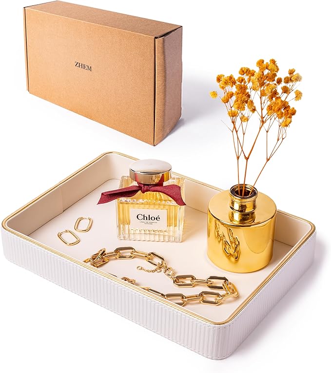Perfume Tray for Women Valet Tray Night Stand Bedside Organizer| Perfume Organizer Catchall| Perfume Trays for Dresser Vanity Tray for Dresser Countertop| Perfume Holder
