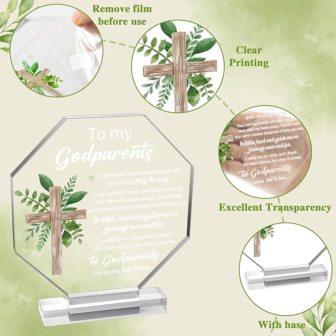 Yopyame Acrylic Gift for Godparents - Godparents Gifts from Godchild for Women Men Thank You for Being My Godparent Acrylic Plaque Office Table Decor Birthday Christmas Keepsake Gift for Godparents