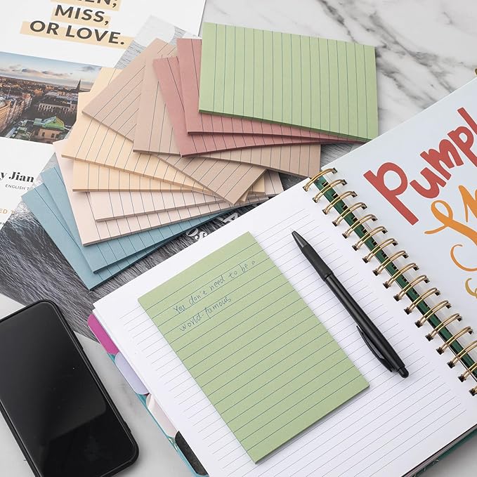 (36 Pack) Lined Sticky Notes 4x6 in Ruled Stickies Super Sticking Power Memo Pads Vintage Colors