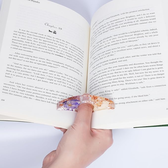 Book Page Holder, Kaluofan 2PCS Thumb Book Page Holder, Book Accessories for Reading Lovers, Handmade Dried Flower Book Opener Holder Thumb, Meaningful Gifts for Book Lovers Teachers Students