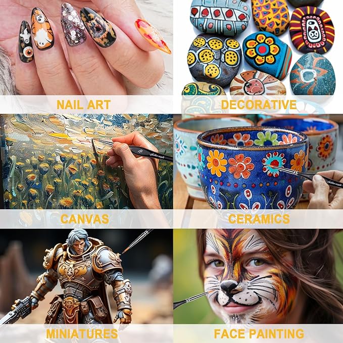 Golden Maple Miniature Paint Brushes, 15PC Model Brushes Micro Detail Paint Brush Set, Fine Detailing for Acrylics, Oils, Watercolors & Paint by Number, Figurine (Black)