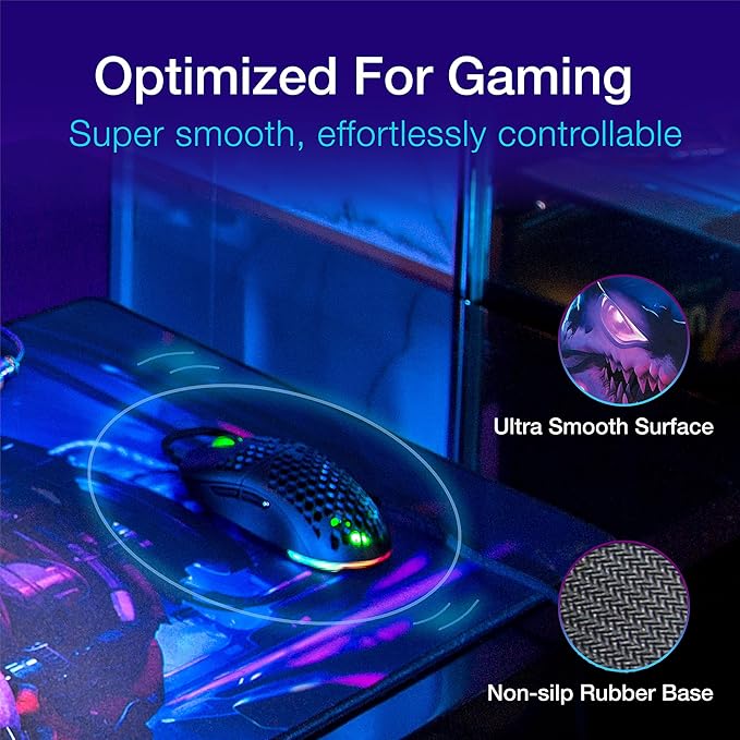 GUNMJO Shark Extended Gaming Mouse Pad, Ultra-Smooth Surface for Pixel-Precise Mouse Control, Durable Anti-Fray Stitching, Non-Slip Rubber Base, for Gamer, Office & Home, Light & Portable