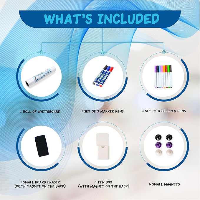 YOUNGJQ Magnetic Whiteboard Contact Paper 48" x 30", Adhesive Magnetic Dry Erase White Board Sticker for Wall, Peel and Stick Wallpaper