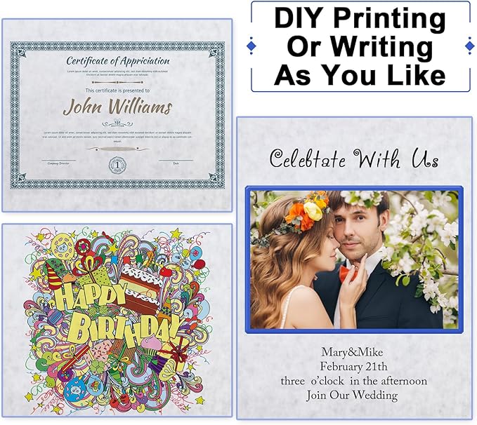 Epakh 150 Pcs Old Age Parchment Paper 8.5 x 11 Inch Standard Letter Vintage Colored Old Parchment Semblance Double Side Printing Paper (Blue)