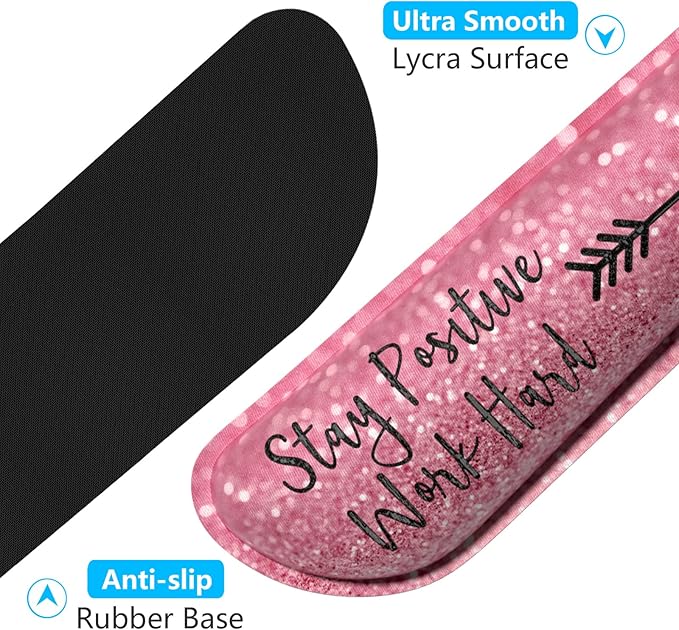 Dapesuom Enlarge Keyboard Wrist Rest, Memory Foam Wrist Cushion for Desk Mats Support, Typing Pain Relief Keyboard Mouse Pad Rests Set with Non-Slip Base for Gaming Laptop Office Computer, Quotes