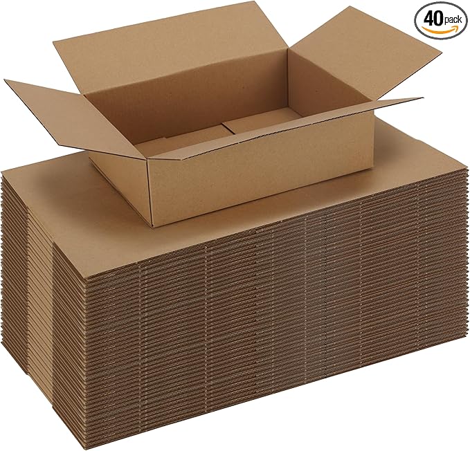CRUGLA 40 Packs 10x7x3 Shipping Boxes for Small Business, Corrugated Cardboard Boxes Bulk for Shipping Packing Mailing