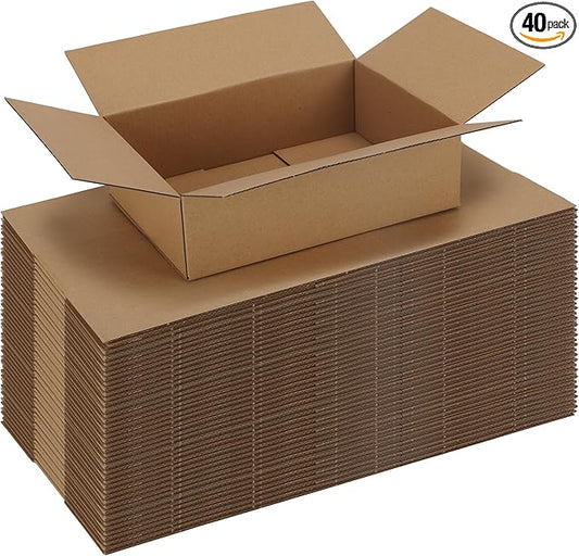 CRUGLA 40 Packs 10x7x3 Shipping Boxes for Small Business, Corrugated Cardboard Boxes Bulk for Shipping Packing Mailing