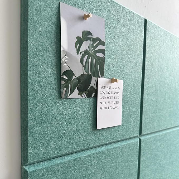Large Cork Board for Office Wall Decor,48"x36"-12 Pack Felt Wall Tiles with Safe Removable Adhesive Tabs, 1/2" Thick, Felt Bulletin Board Pin Board Cork Boards for Walls - Sage Green