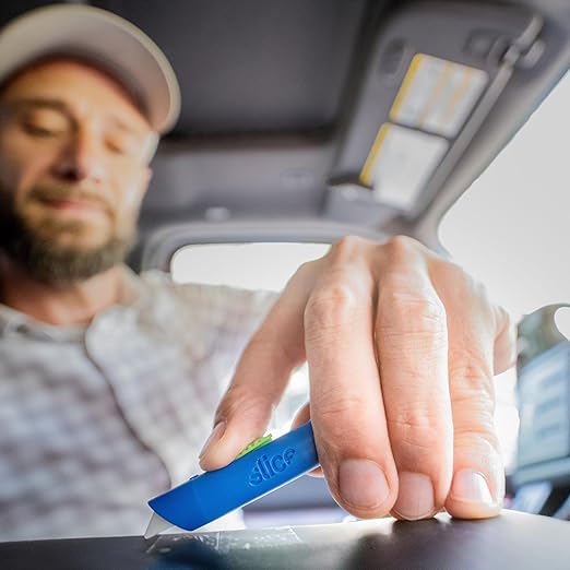 Slice Mini Pen Cutter | Keychain Knife and Box Cutter | Retractable Safety Cutter | Blue