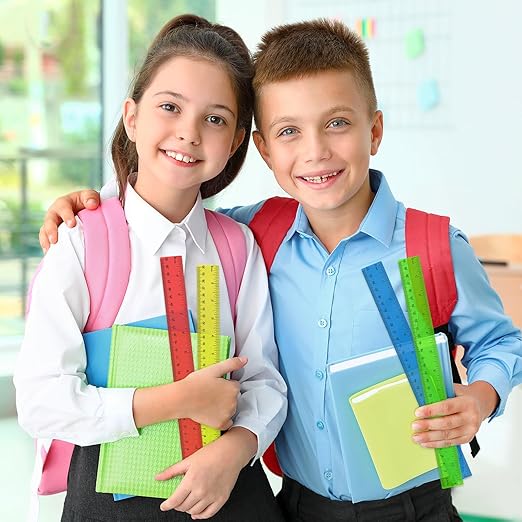 312 Pack Plastic Ruler Bulk, 12 Inch Plastic Ruler in Assorted Colors, Clear Rulers with Inches and Centimeters, Transparent Rulers Bulk for Kids Back to School, Classroom, Office, Home Supplies