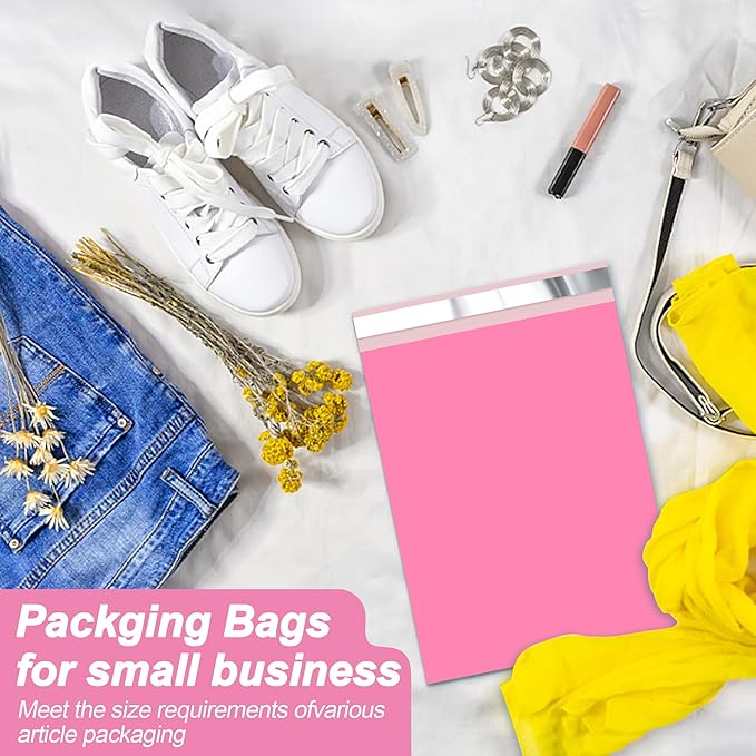 JinRuiKJ Thank You Poly Mailer 10x13 Inch 25 PCS, Shipping Bags for Clothing, Packaging Bags for Small Business, Strong Adhensive, Waterproof and Tear-Resistant Mailing Envelopes, Pink