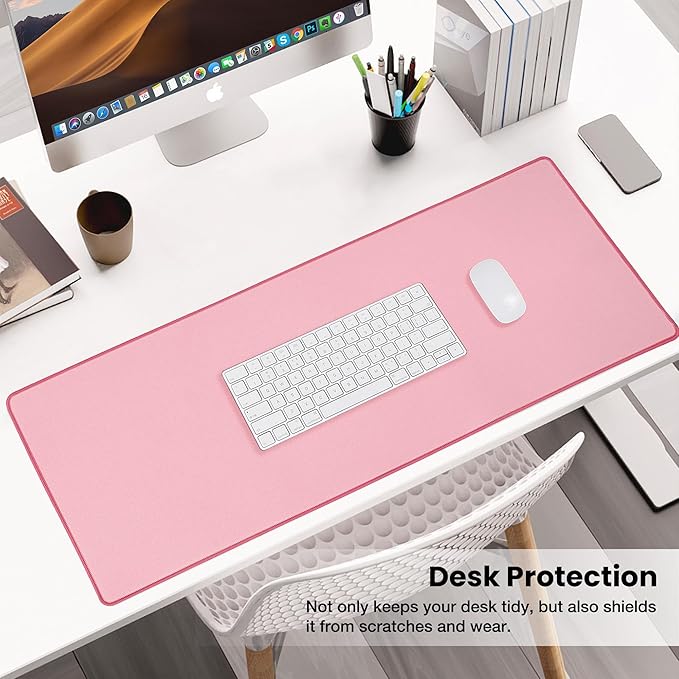 ALOANES Waterproof Mouse Pad with Durable Stitched Edge, Large Gaming Keyboard Pad, Non-Slip Rubber Base Mouse Mat, Extended Desk pad for Gamer, Office & Home, Dark Rose Mousepad 27.6''x11.8''x0.12''