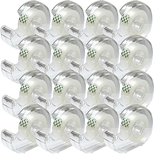 Transparent Tape 16 Rolls Clear Tape Tape Bulk for Office Supplies and School Supplies, Glossy Finish,3/4 in x 720 in 16 Dispensered Rolls