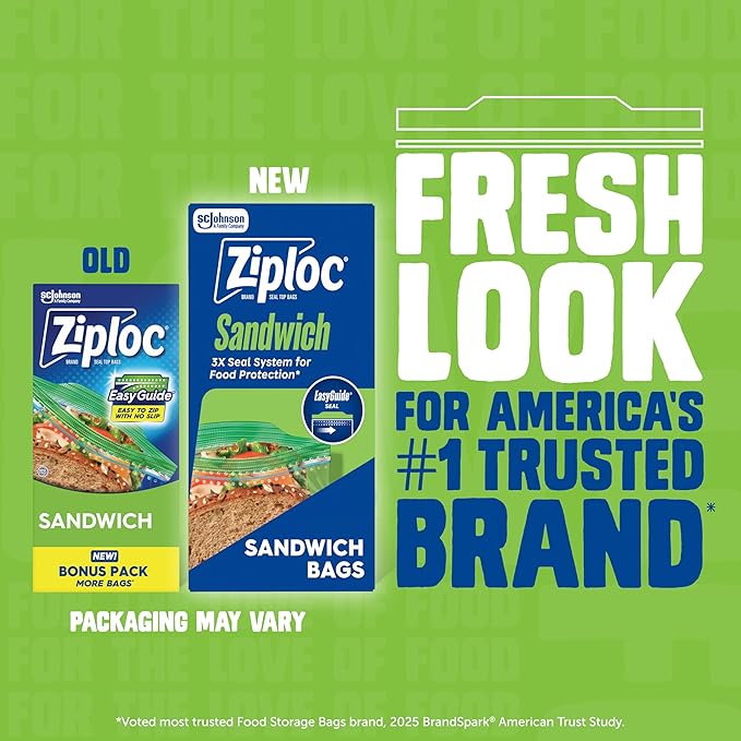 Ziploc Brand 190 Count Storage Bags Variety Pack, 42ct Storage Gallon and 48ct Storage Quart with Stay Open Design, 50ct Sandwich and 50ct Snack with Grip N Seal Technology (Packaging May Vary)