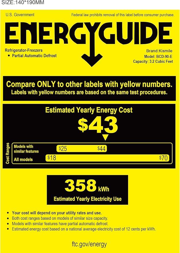 Kismile Mini Fridge with Freezer,3.2 Cu.Ft Compact Mini Refrigerator with Double 2 Door,Adjustable Temperature,Full Size for Home,Kitchen,Dorm,Apartment,Retro Black