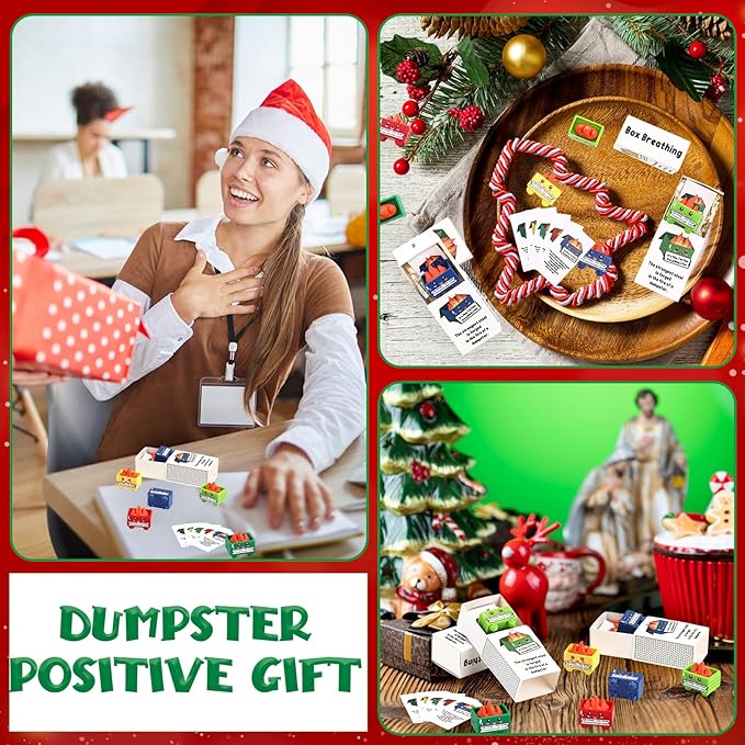 Realspring 25 Sets Dumpster Ornament Desk Accessories Emotional Support Resin Dumpster with Inspirational Cards Funny Employee Appreciation Gifts for Halloween Team Office Coworker Teacher (Colorful)