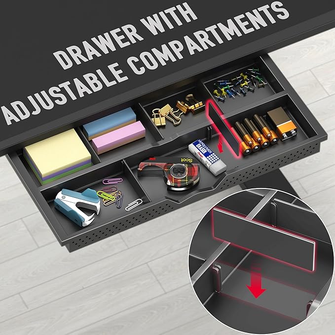 SHW 40-Inch Electric Height Adjustable Standing Desk with Drawer, Memory Preset and Cable Management Tray, Black