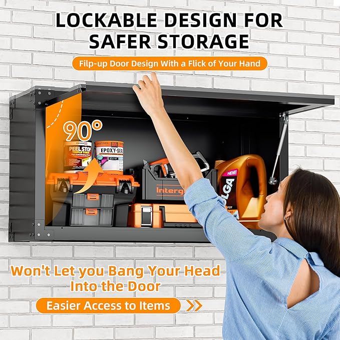 INTERGREAT Metal Wall Cabinet, Wall Cabinets with Lockable Doors and Adjustable Shelves,20" H Cabinets Storage for Garage, Warehouse, Bathroom, Kitchen(Black)