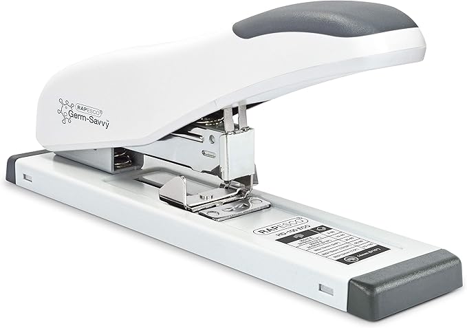 Rapesco 1461 ECO Heavy-Duty Stapler with 3200 Assorted Staples, Type 923 Heavy-Duty Staples (8/10/12/13mm), 100 Sheet Capacity, for Office, Business Proposals, School, Research Papers, White