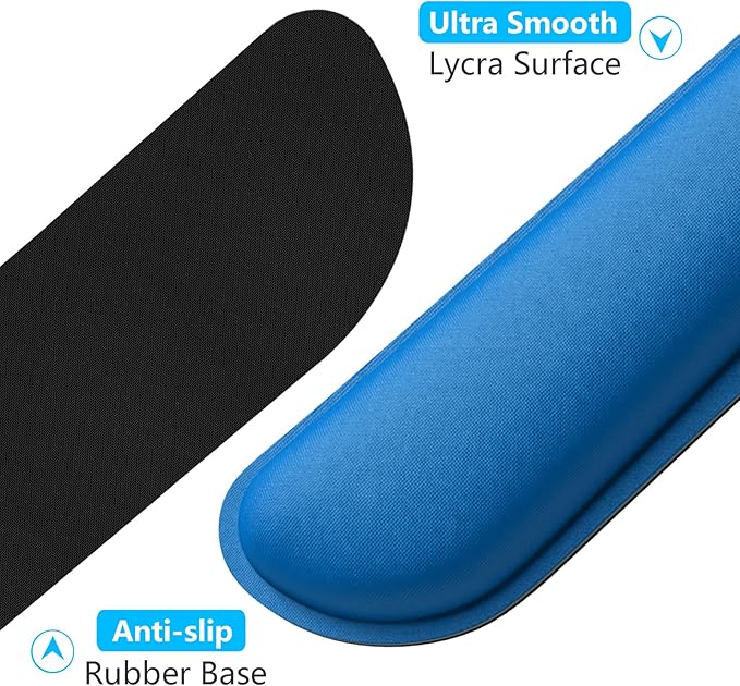 Dapesuom Enlarge Keyboard Wrist Rest, Memory Foam Wrist Cushion for Desk Mats Support, Cute Typing Pain Relief Keyboard Mouse Pad Rests Set with Non-Slip Base for Gaming Laptop Office, Dark Blue