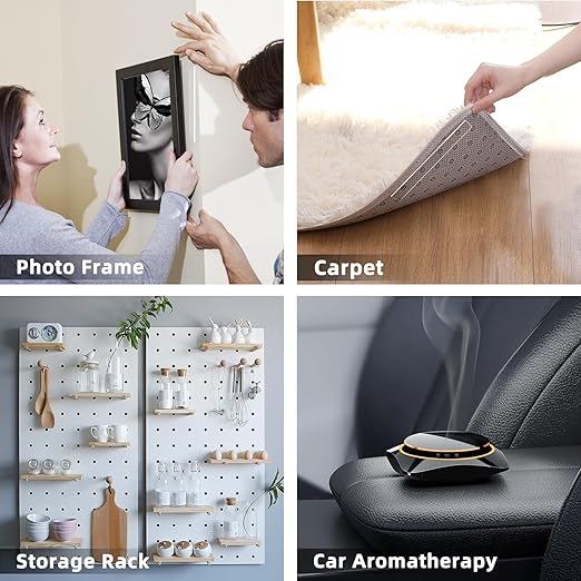 2 Pack Double Sided Tape Heavy Duty, Extra Large 16.4FT Nano Double Sided Mounting Tape, Transparent Strong Removable Adhesive Picture Hanging Strips, Wall Tape Sticky Poster Carpet Decor