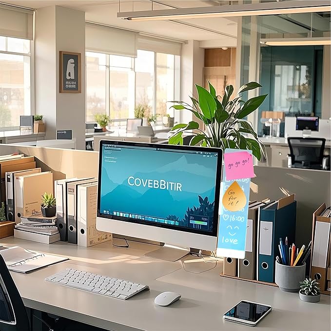 LED Memo Board with Sticky Note Holder, Clear Acrylic Computer Monitor Organizer, Office Supplies, Work from Home Essentials, Multifunction Workspace Accessories