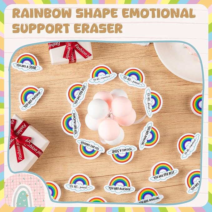 50 Pcs Inspirational Erasers Bulk Mini Pencil Erasers Gifts for Teacher Motivational Office Party Favors Supplies