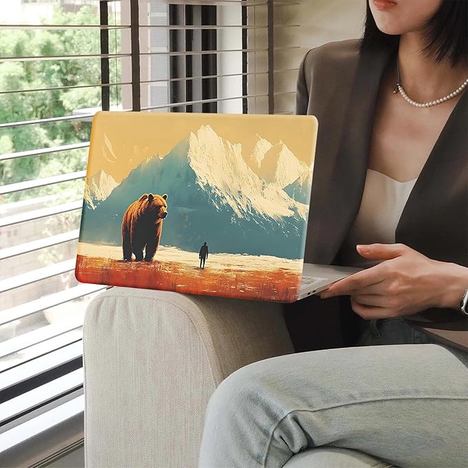 KEROM Compatible for MacBook Pro 14 Inch Case 2025-2021 M4 M3 M2 M1 Pro/Max Chip A3112 A3185 A3401 A2918 A2992 A2779 A2442, Cute Aesthetic Plastic Hard Shell & Keyboard Cover for Mac Pro 14, Bear