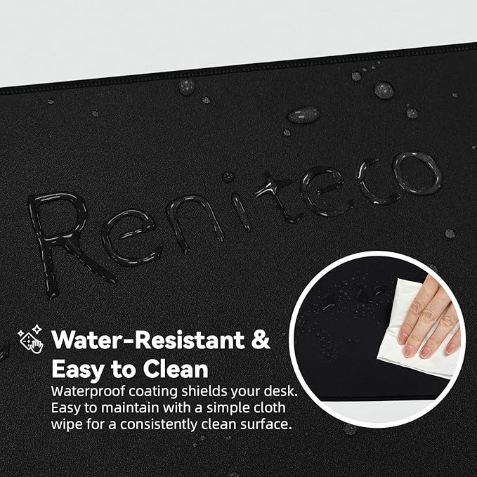 Waterproof Large Gaming Mouse Pad with Durable Stitched Edges, Non-Slip Rubber Base, Big Computer Keyboard Mouse Mat Desk Pad for Home Office Gaming Work, 31.5"x11.8"x0.16", Black