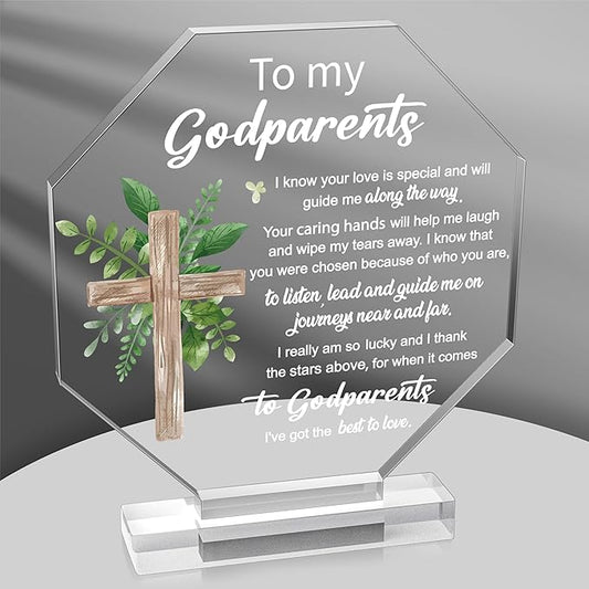 Yopyame Acrylic Gift for Godparents - Godparents Gifts from Godchild for Women Men Thank You for Being My Godparent Acrylic Plaque Office Table Decor Birthday Christmas Keepsake Gift for Godparents