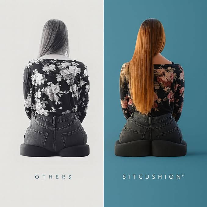 Extra Large Memory Foam Seat Cushions for Office Chairs, Pressure Relief Seat Cushion for Tailbone Pain Relief, Sciatica & Back Pain, Ergonomic Office Chair Cushion for Long Sitting & Driving (Black)