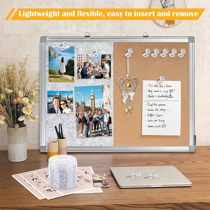 800 Pack Push Pins for Bulletin Board, Push Pins Tacks, Thumb Tacks with Clear Plastic Head and Steel Point, Clear Push Pins for Wall Hanging, Cork Board, Calendar, Photo, Home, Office, Craft Projects