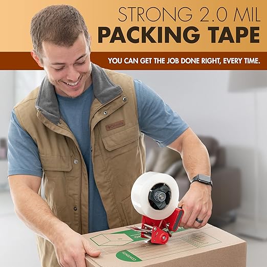 Packstrong Industrial Grade Clear Packing Tape 24 Rolls - 110 Yards per Roll - 3" Wide x 2.0 mil Thick, Acrylic Adhesive Heavy Duty Tape for Box Office Moving Packaging Shipping
