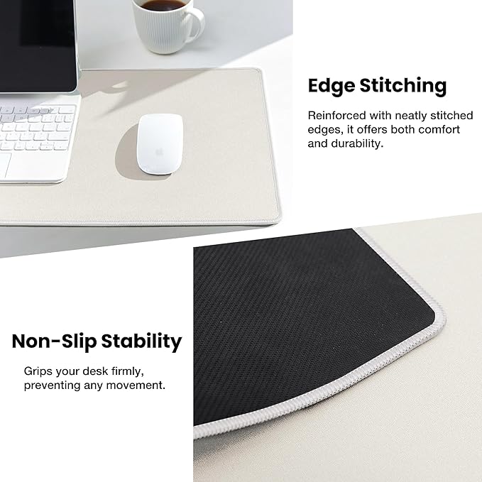 ALOANES Waterproof Mouse Pad with Durable Stitched Edge, XL Gaming Keyboard Pad, Non-Slip Rubber Base Mouse Mat, Extended Desk pad for Gamer, Office & Home, Beige Mousepad 31.5''x 11.8''x 0.12''