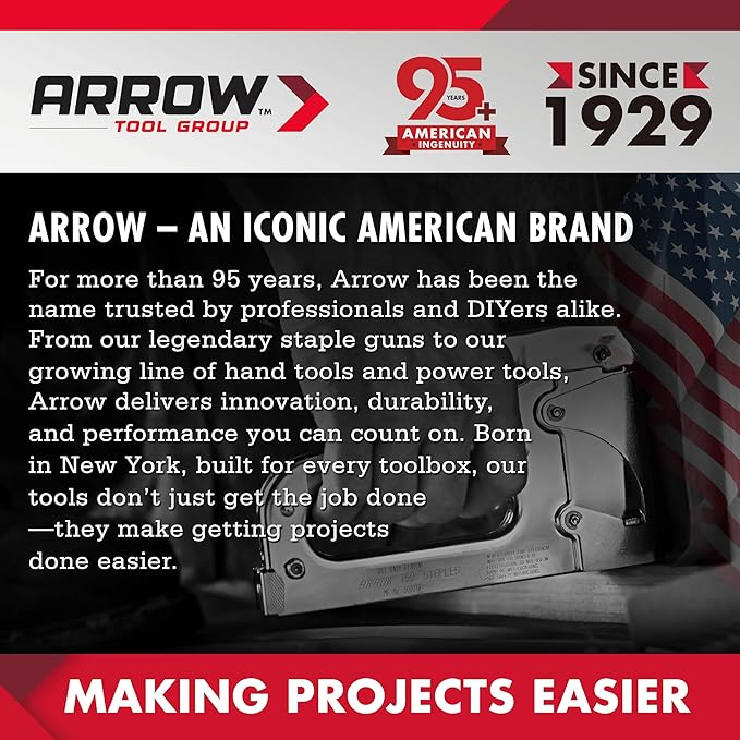 Arrow Pneumatic Staple Gun, Oil-Free Upholstery Stapler with 3750 Pieces T50 1/4", 3/8", 1/2" Staples, Adjustable Exhaust, for Woodworking, Professional and DIY Projects, PT50