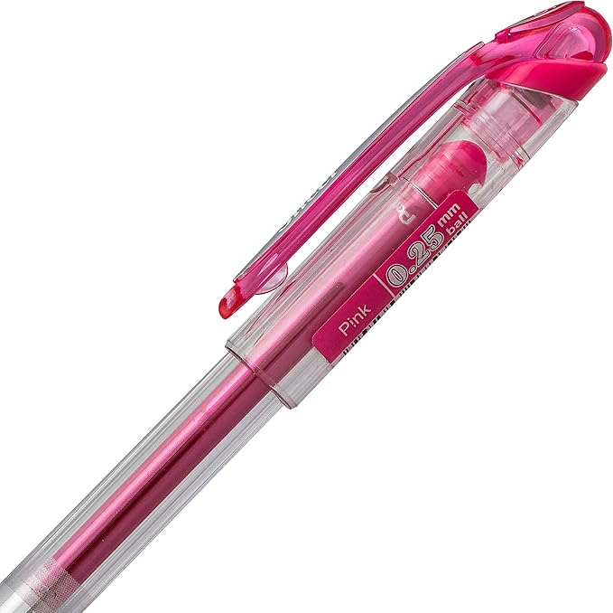Pentel Arts Slicci 0.25 mm Extra Fine Gel Pen, Pink Ink, Box of 12 (BG202-P1)