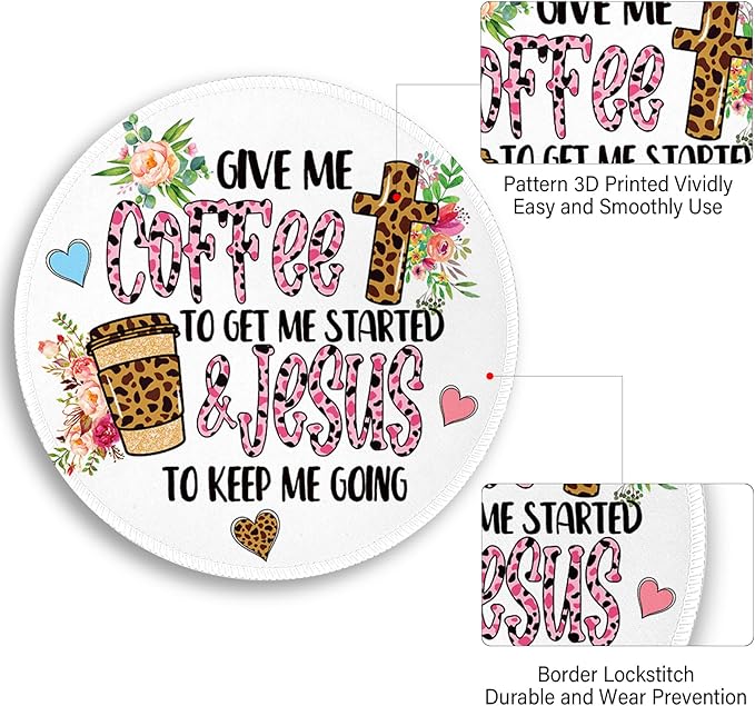 Positive Round Mouse Pad, Funny Small Mouse Pad with Non-Slip Rubber Base, Stitched Edge Mousepad for Desk Wireless Mouse, Gaming Mouse Mat for Computer Laptop Home Office Women Men, 8.6 x 8.6 Inch