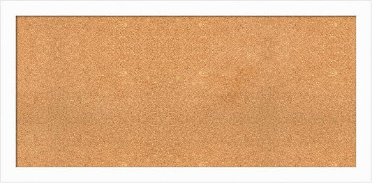 Amanti Art Natural Cork Board for Wall, 23x47 Vision Board with White Frame, Oversize Corkboard Office Decor for Home Organization, Casual Corkboard Pinboard to Display Items for Home Organization in