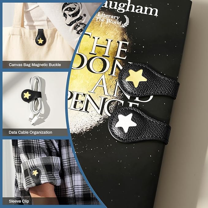 2Pcs Magnetic Leather Bookmarks with Gift Box, Magnetic Pen Holder Book Marks Clip Gift for Book Lover Readers Men Women Teachers Students