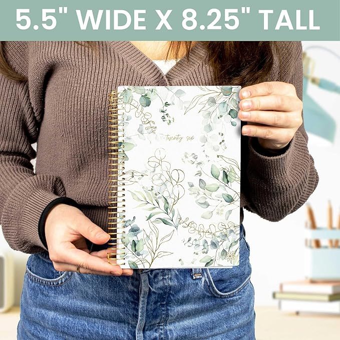 bloom daily planners 2026 Planner (January - December) Calendar Year Organizer - 5.5” x 8.25” - Weekly & Monthly Agenda Book with Stickers & Bookmark - Eucalyptus, White