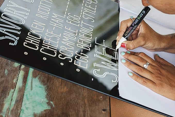 ArtShip Design 36 Chalk Markers Double Pack of Both Fine & Reversible Medium Tip Liquid Chalk Pens with Labels & Tip Tweezers Wet Erase Menu Boards, Windows, Mirrors, Non-Porous Chalkboards, Metal