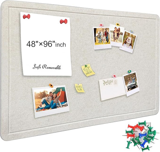 Large Bulletin Board - Foldable 96x48 Inches Cork Board Alternative with 20 Push Pins and 237 Pcs Glitter Letters, 8' x 4' Self-Adhesive Felt Bulletin Board for Wall, Home Office Decor