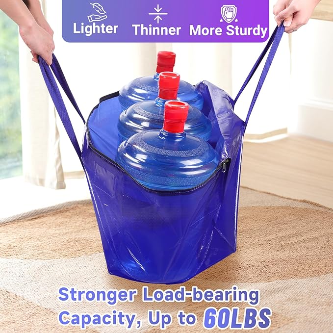 Moving Storage Bags, Moving Supplies Packing Boxes for Moving, Camping, College Dorm Room Essentials for Girls, Blue Tote Bags, Heavy-Duty Storage Bins With Lids And Zippers, 93L 6 Pack